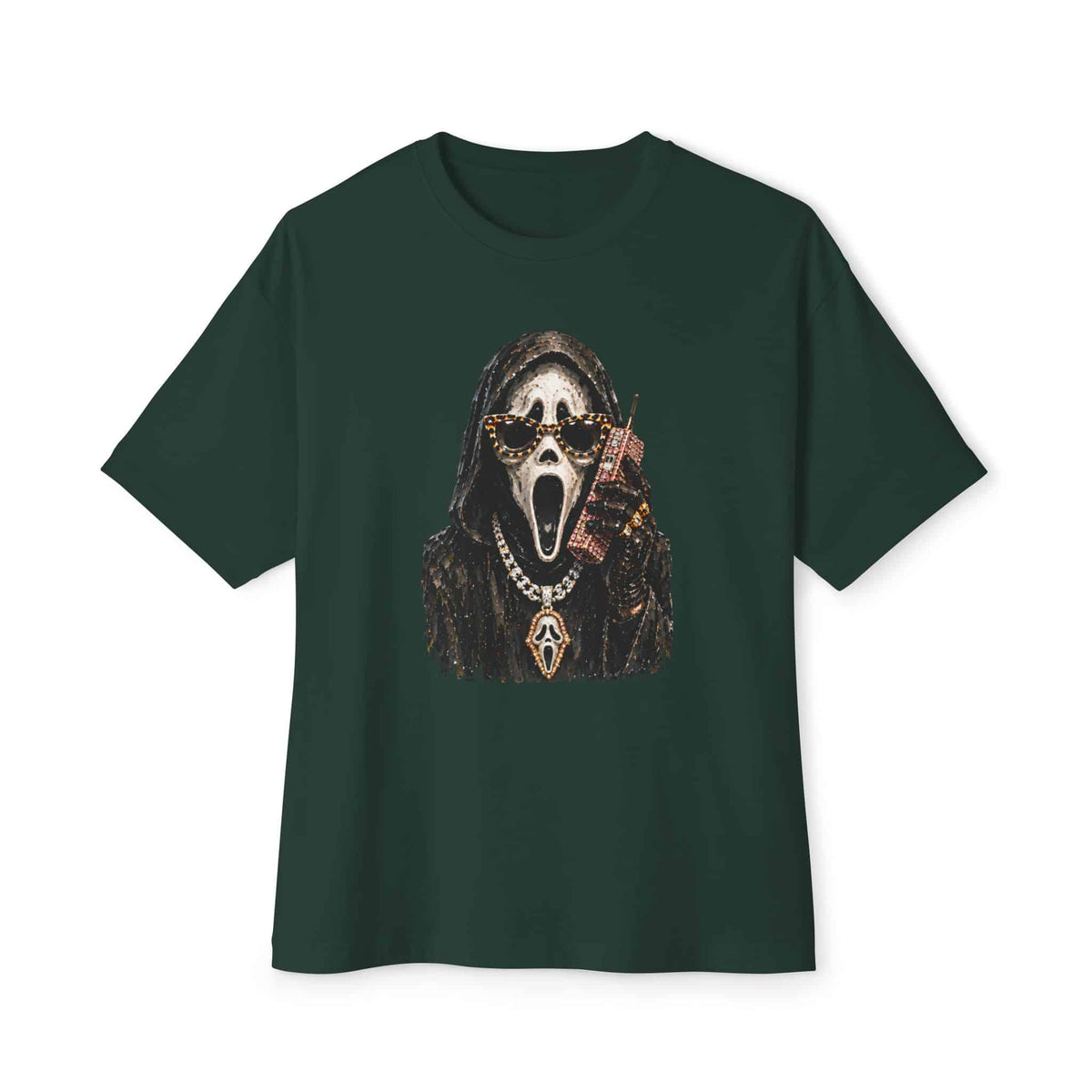 Halloween Ghostface Unisex Oversized Boxy Tee - Forest, XL image