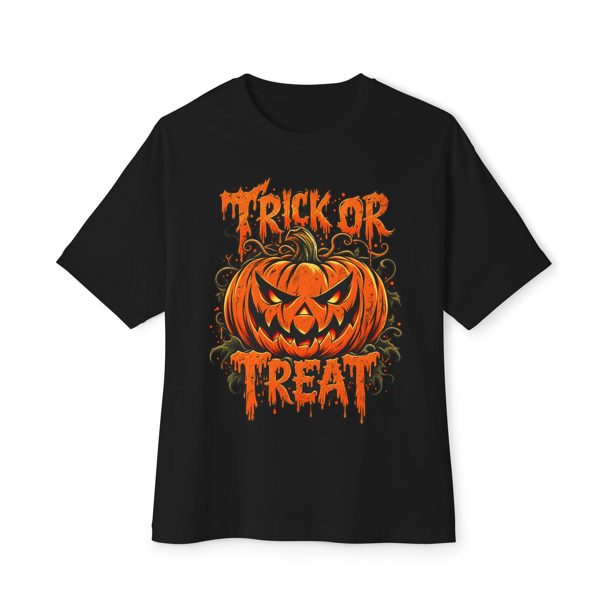Trick or Treat Unisex Oversized Boxy Tee - Black, S image