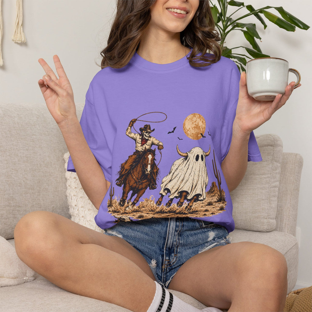 Halloween Basketball Skeleton Unisex Garment-Dyed T-shirt image 79