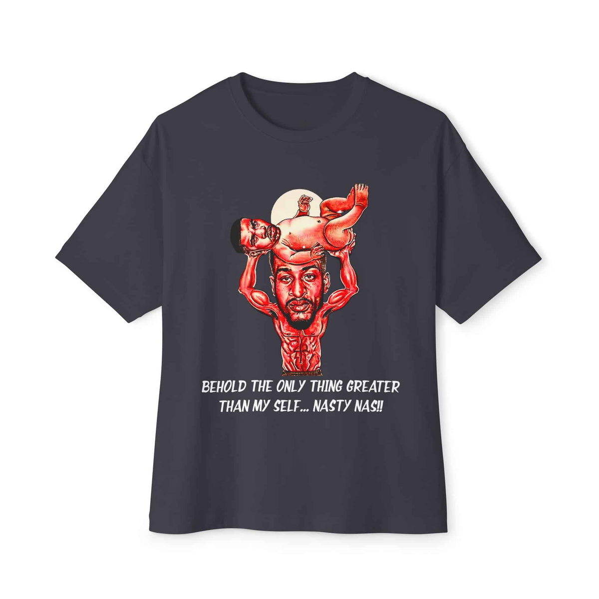Nas The Last Word  Unisex Oversized Boxy Tee - Dark Grey, 2XL image