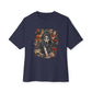 Halloween Horror Unisex Oversized Boxy Tee - Navy, L image