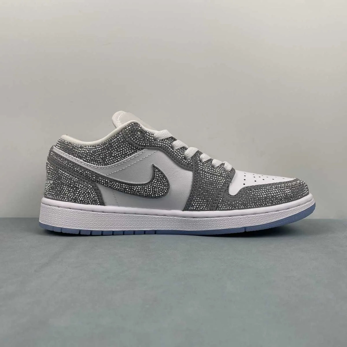 AJ 1 low customized with silver Swarovski crystal Shoes Sneakers – nk0005309 image 3