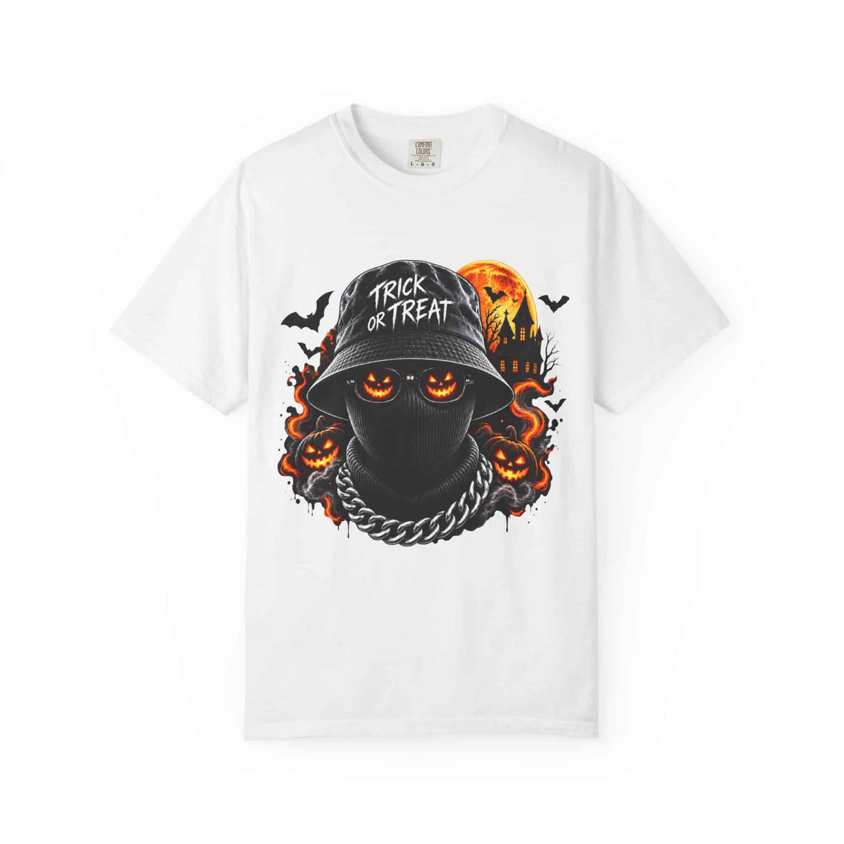 Spooky Streetwear Masked Unisex Garment-Dyed T-shirt image