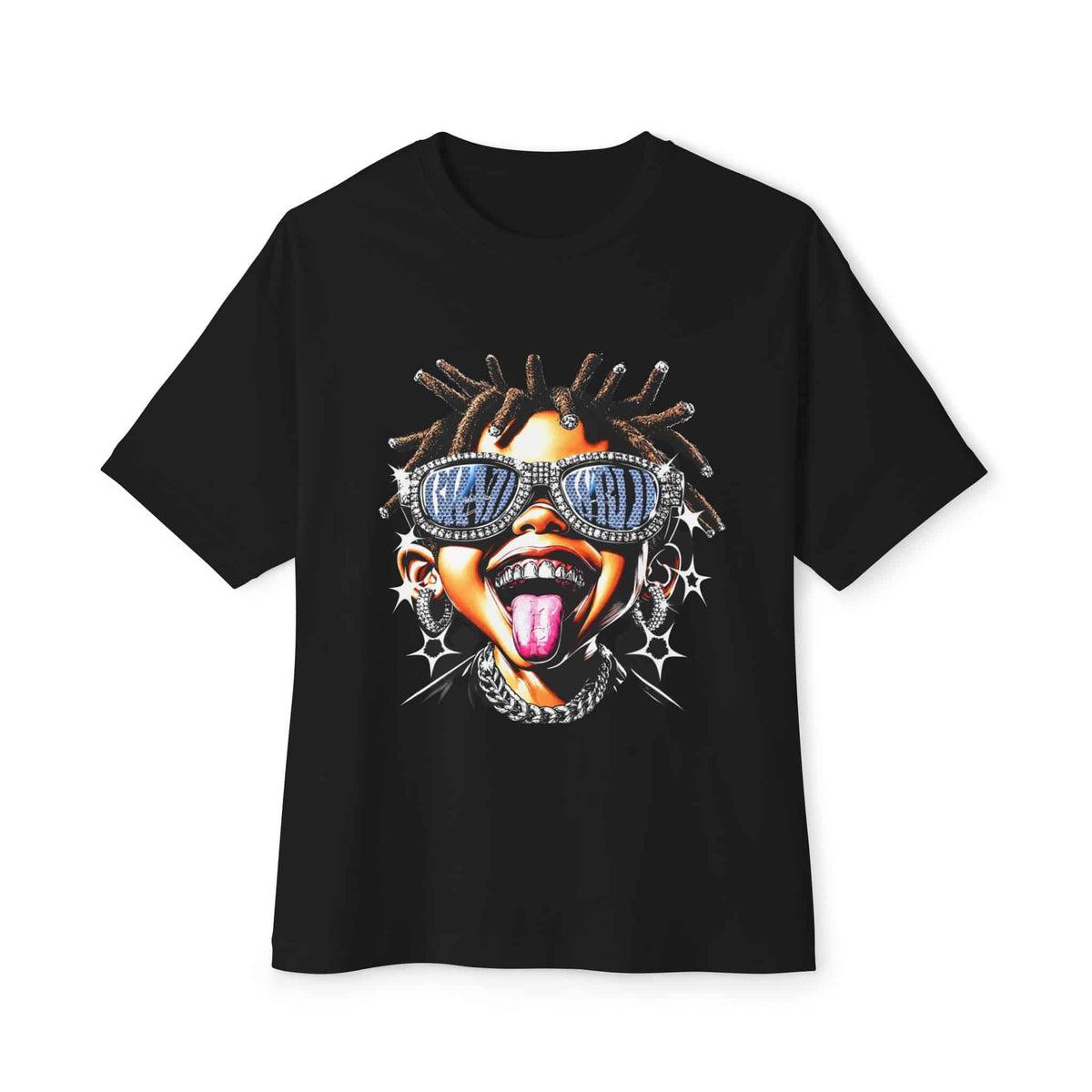 Diamond Drip Unisex Oversized Boxy Tee - Black, S image