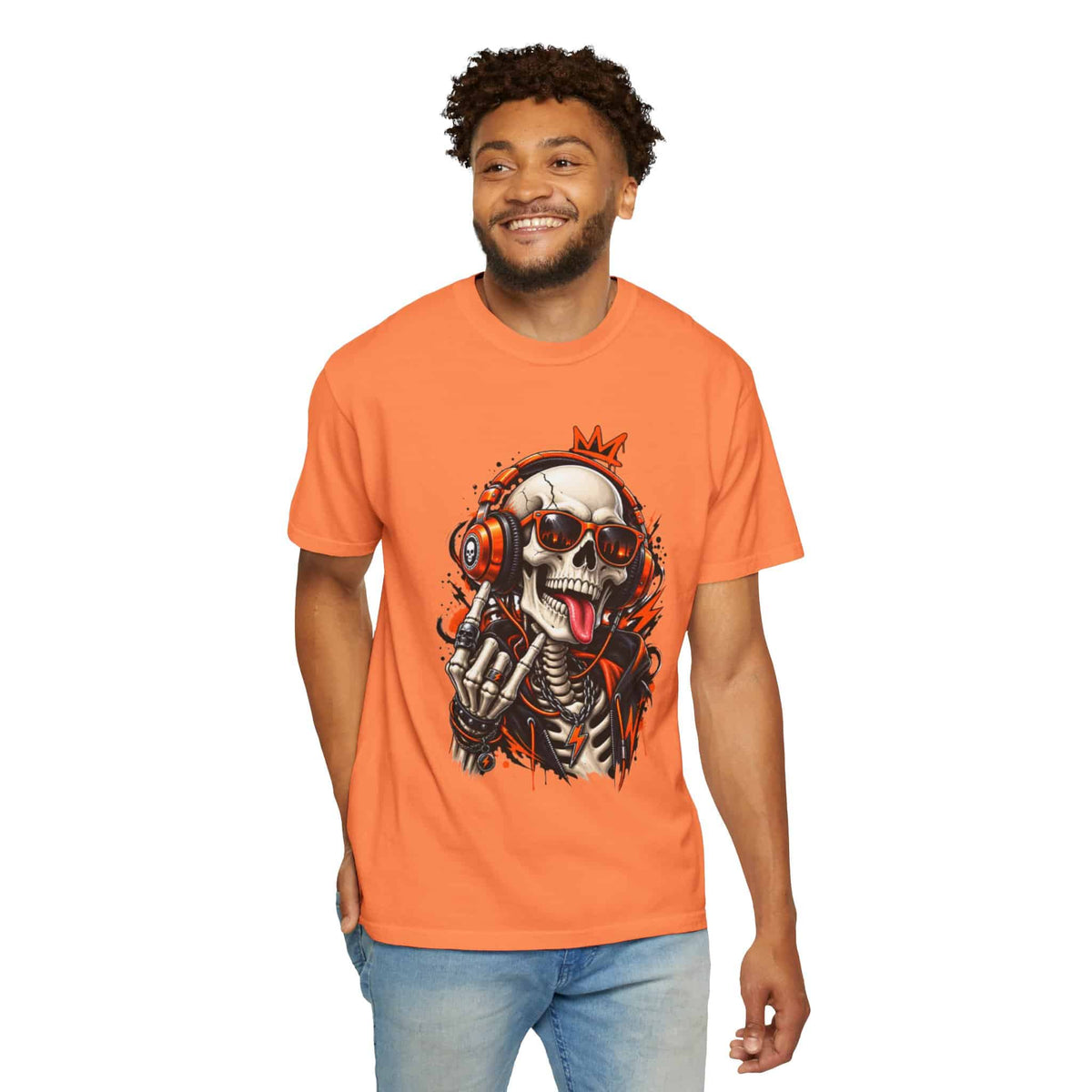 Neon Skull DJ Unisex Garment-Dyed T-shirt image 22