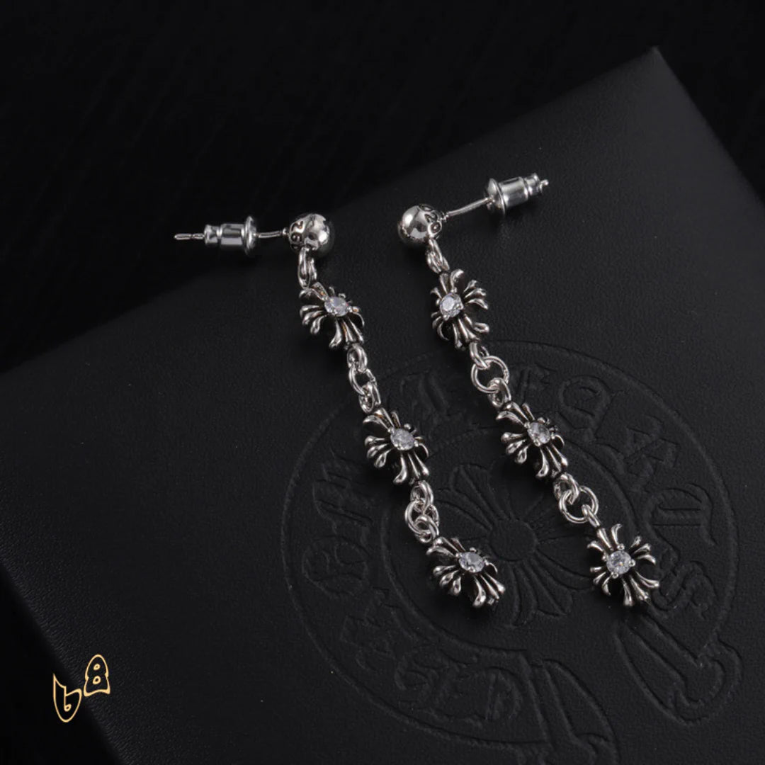 CH Cross Flower Charm Earrings - CH0159 image 1