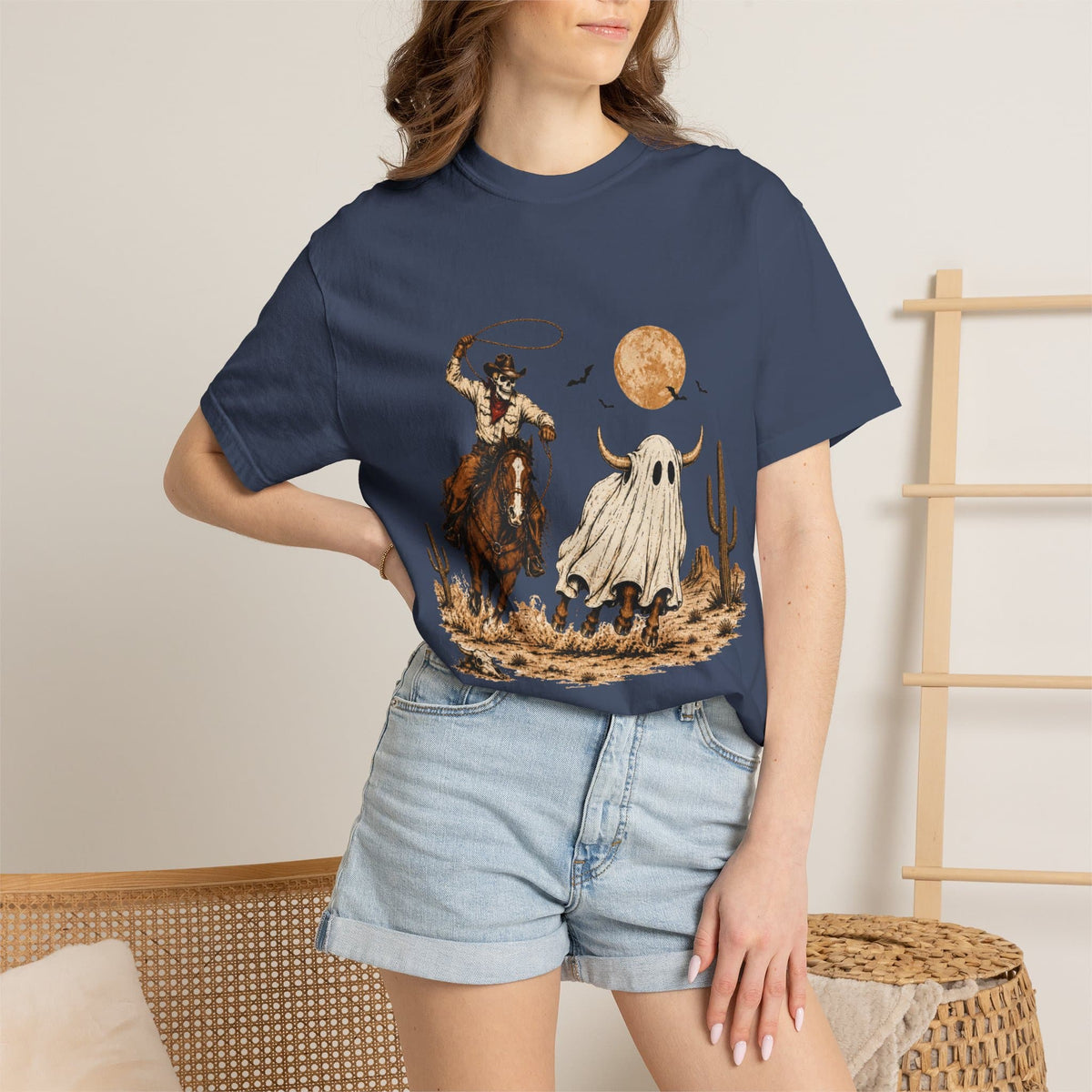 Halloween Basketball Skeleton Unisex Garment-Dyed T-shirt image 108