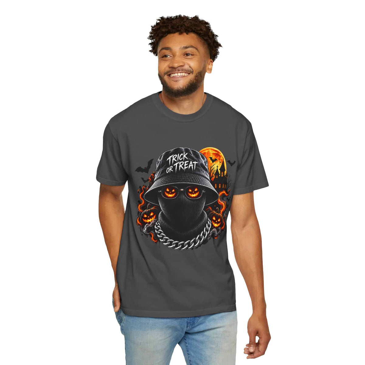 Spooky Streetwear Masked Unisex Garment-Dyed T-shirt image 77