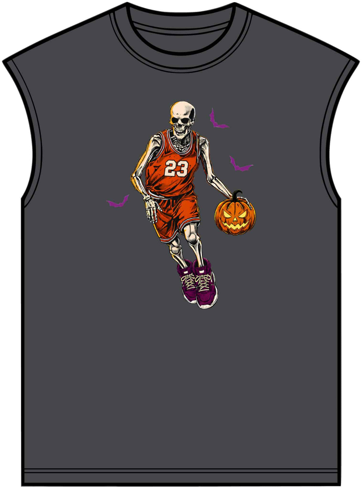 Halloween Basketball Unisex Garment-Dyed Muscle Tee image 12