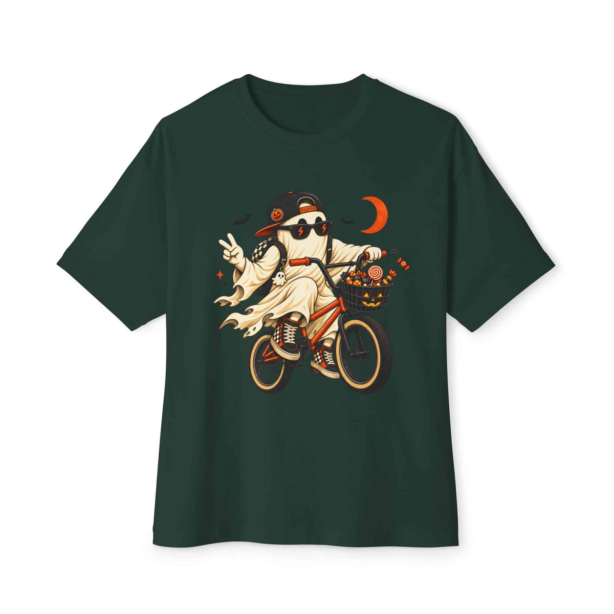 Ghost Rider BMX Unisex Oversized Boxy Tee - Forest, M image