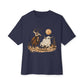 Halloween Cowboy Unisex Oversized Boxy Tee - Navy, XL image