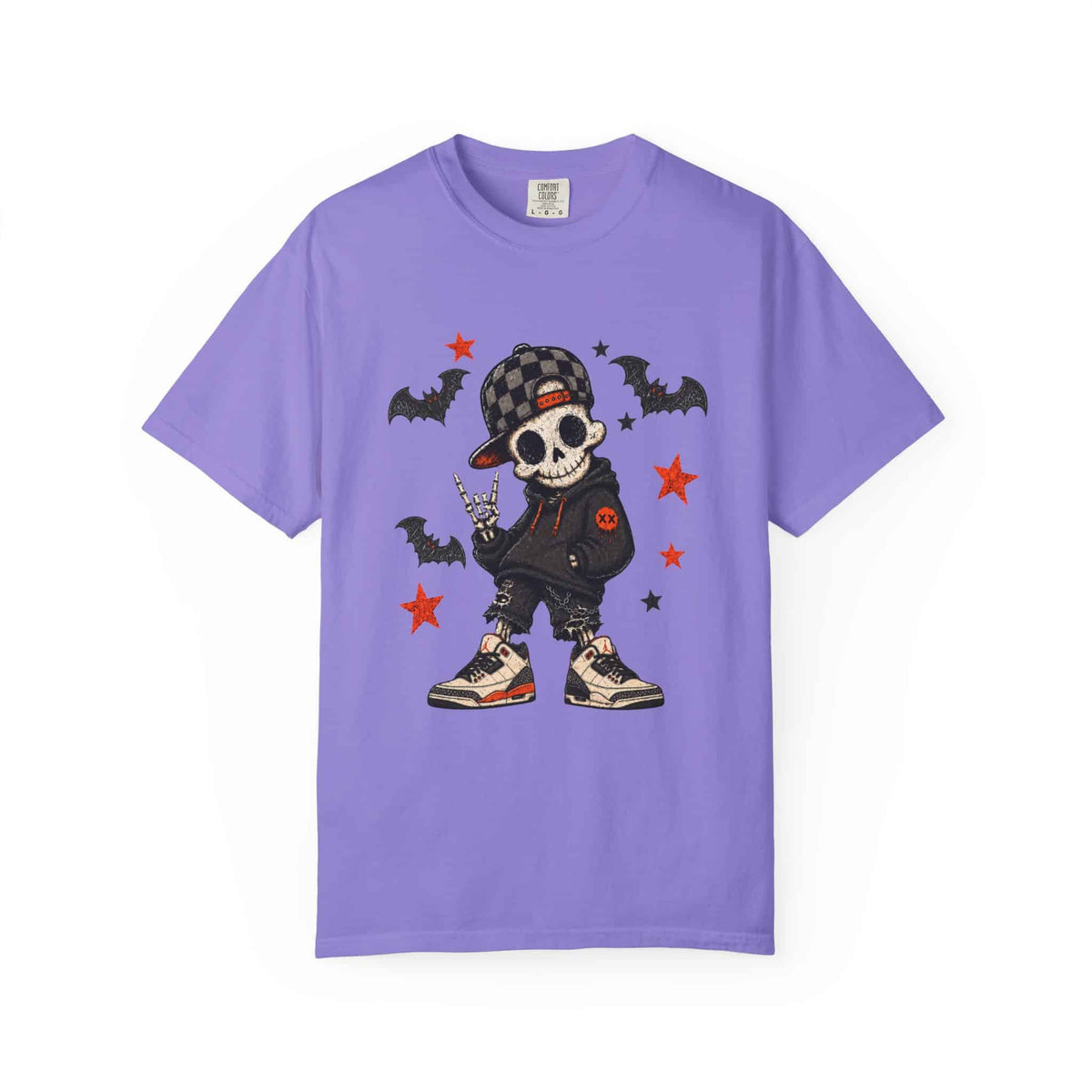 Boy Skeleton Halloween Unisex Garment-Dyed T-shirt image