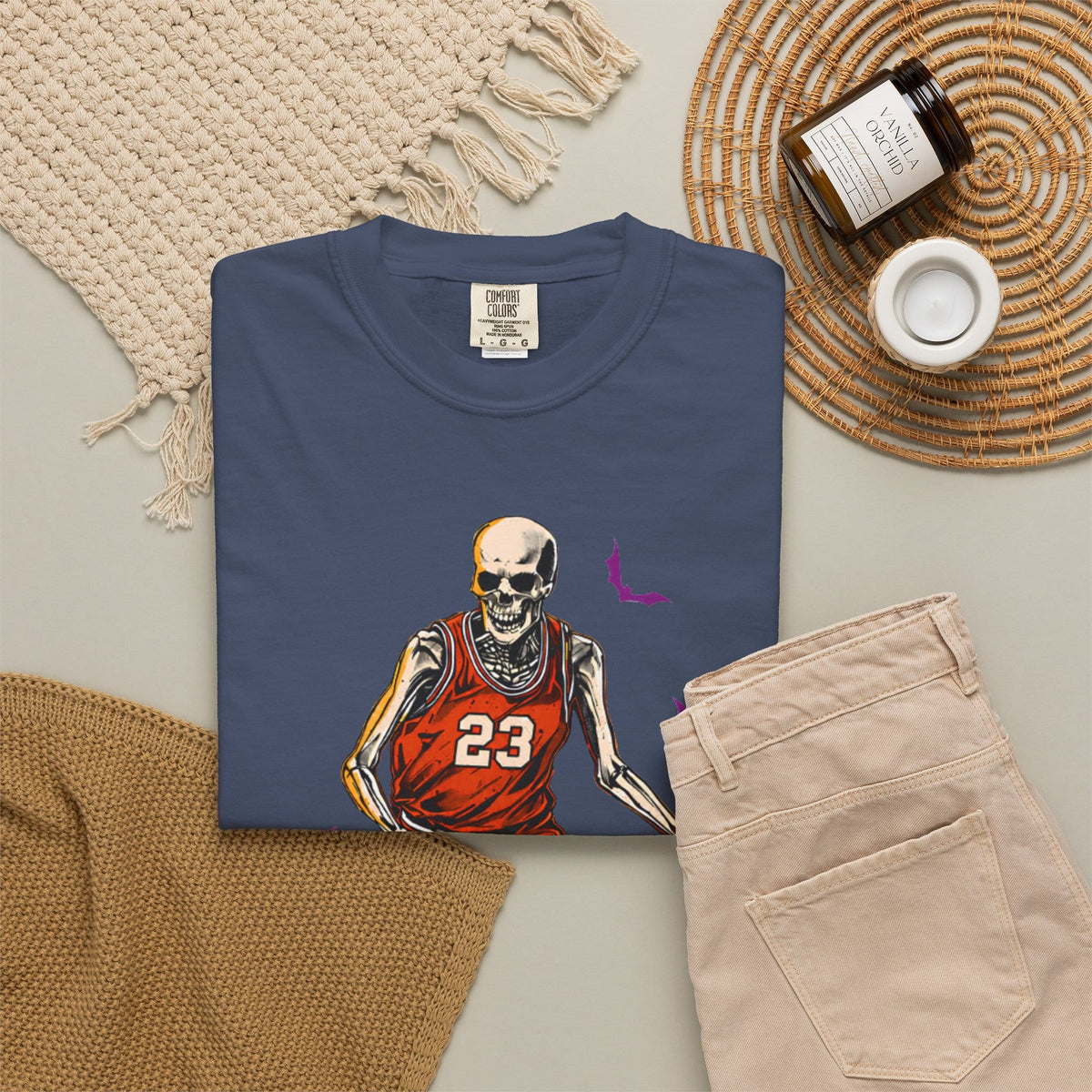 Halloween Basketball Unisex Garment-Dyed T-shirt image 63