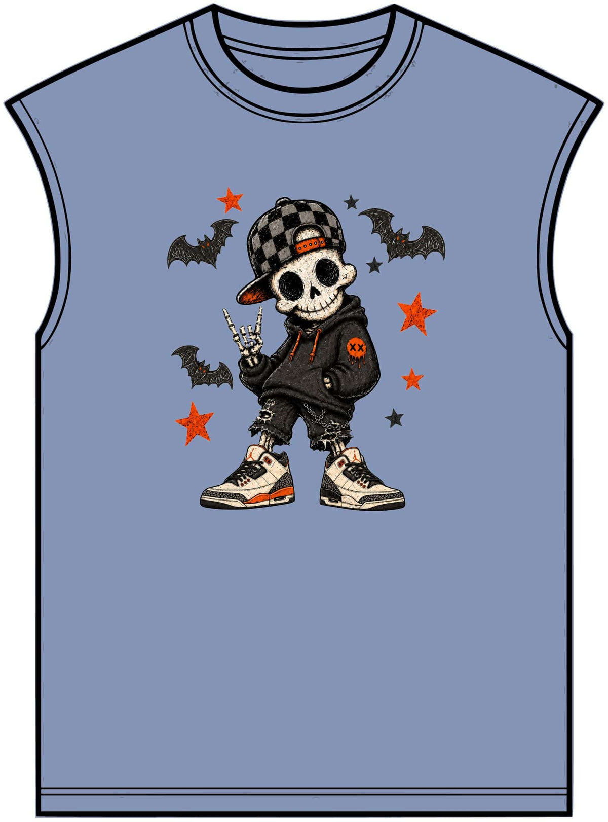 Boy Skeleton Halloween Unisex Garment-Dyed Muscle Tee image 8