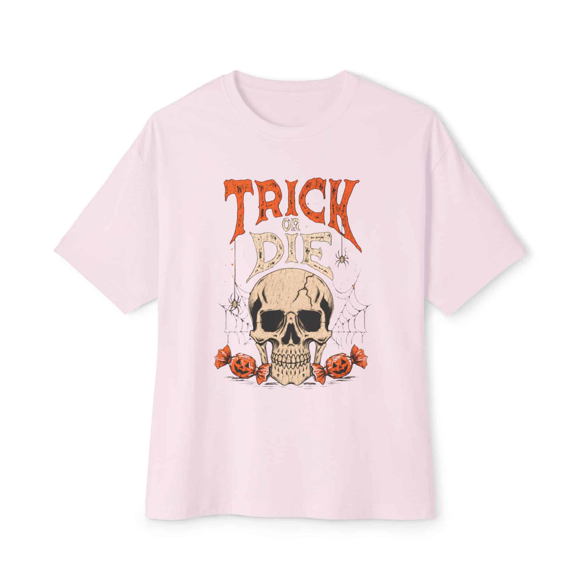 TRICK OR DIE Unisex Oversized Boxy Tee - Soft Pink, XL image