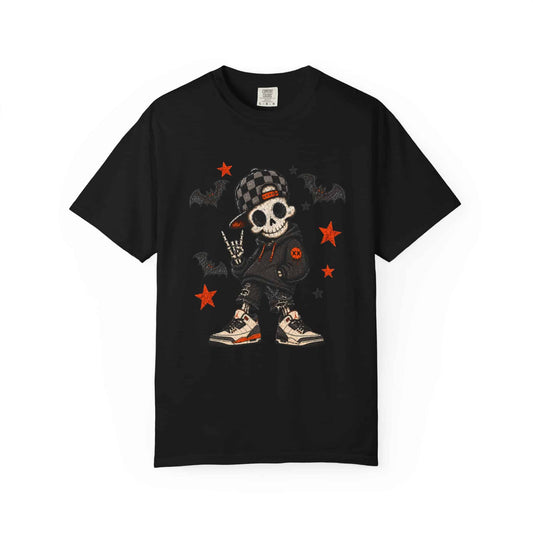 Boy Skeleton Halloween Unisex Garment-Dyed T-shirt image 0