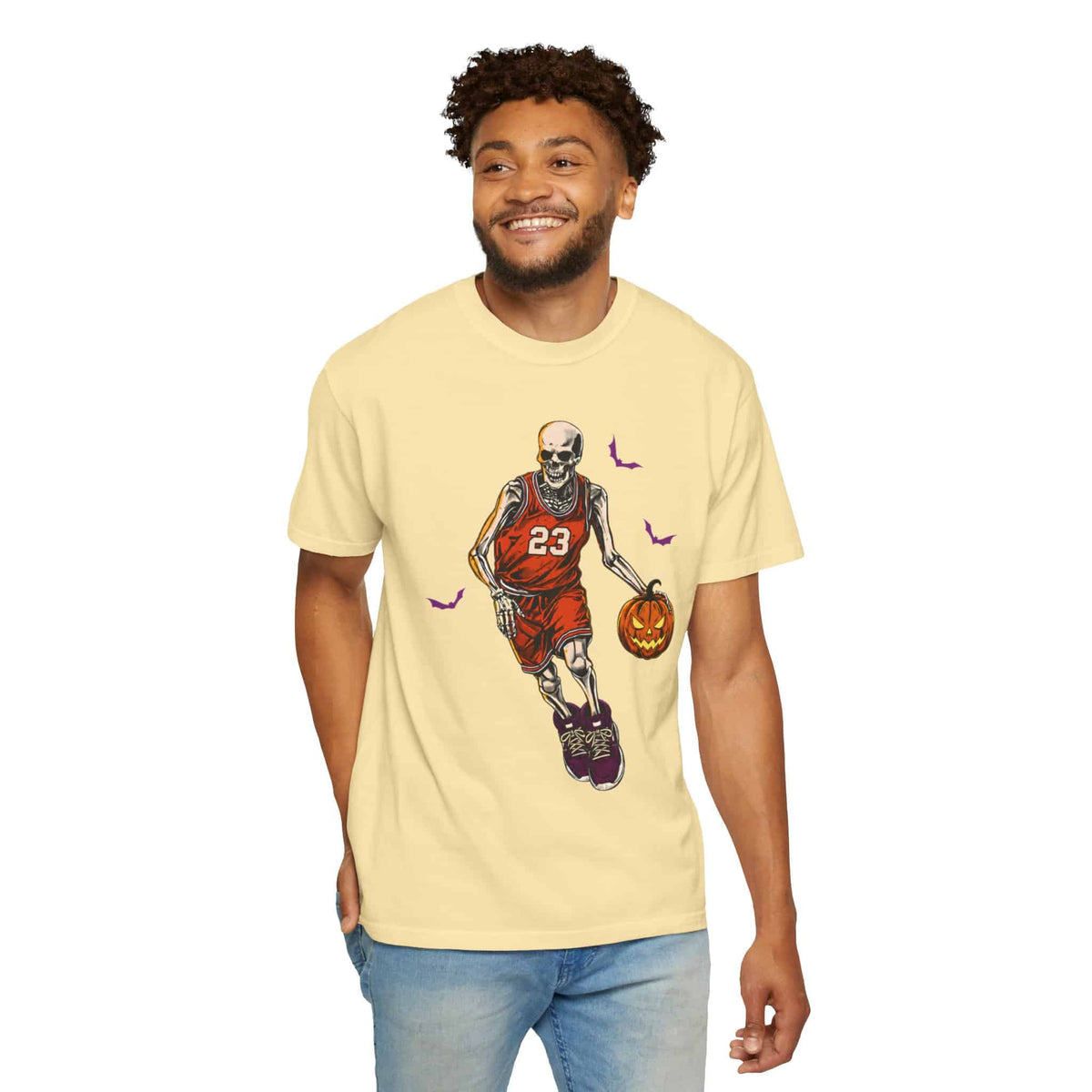 Halloween Basketball Unisex Garment-Dyed T-shirt image 23