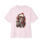 Neon Skull DJ Unisex Oversized Boxy Tee - Soft Pink, M image