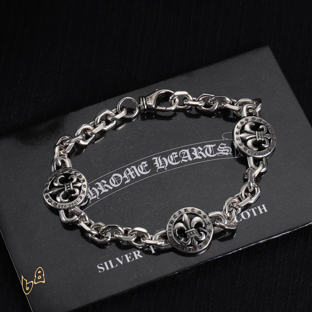 CH Cross Flower Chain Bracelet - CH0081 - Silver 2 image