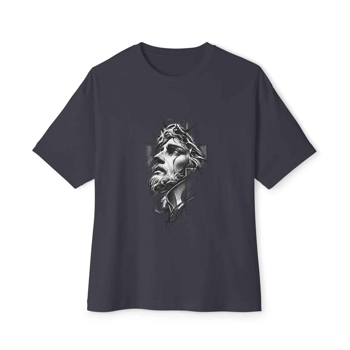 Crown of Faith 1 Unisex Oversized Boxy Tee - Dark Grey, XS image