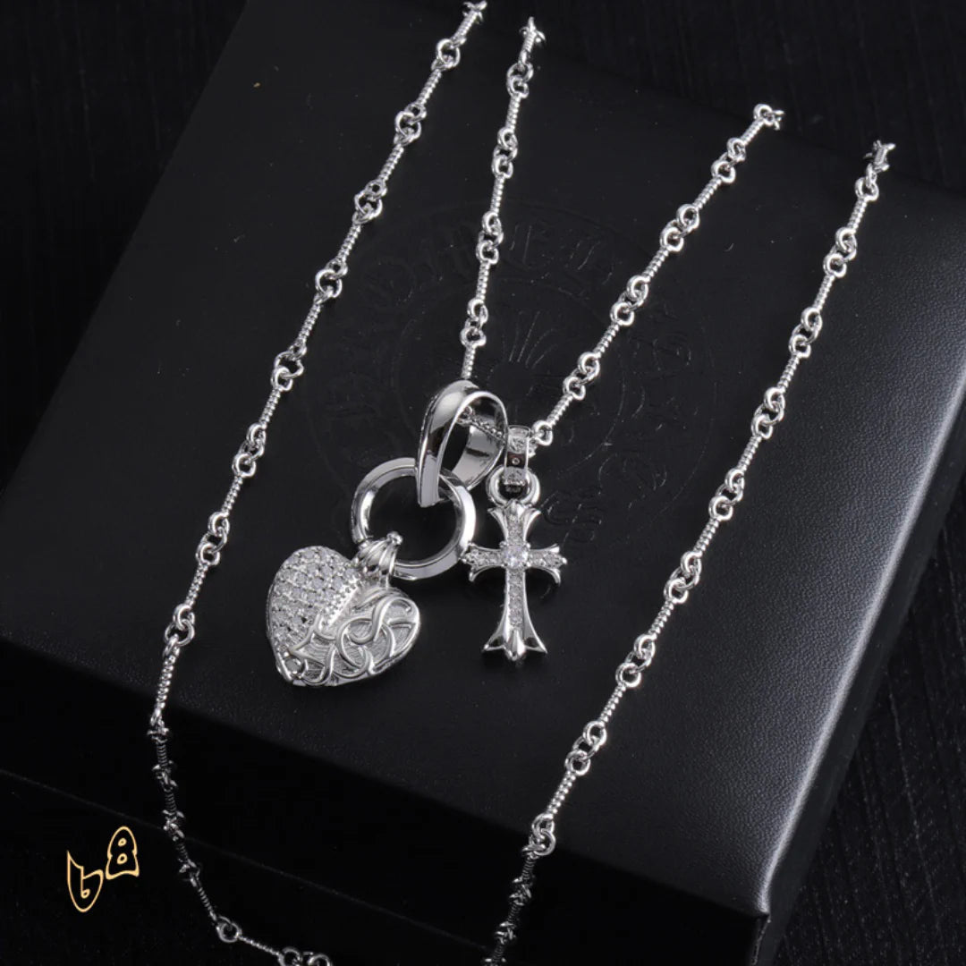 CH Heart And Cross Pendant Necklace - CH0022 image 1
