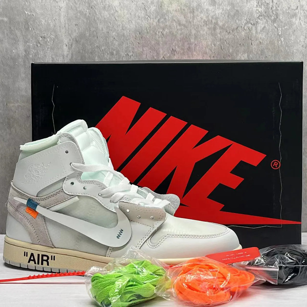OW x AJ 1 High White Shoes Sneakers – nk0002621 image 10