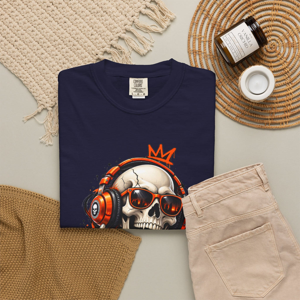 Neon Skull DJ Unisex Garment-Dyed T-shirt image 117