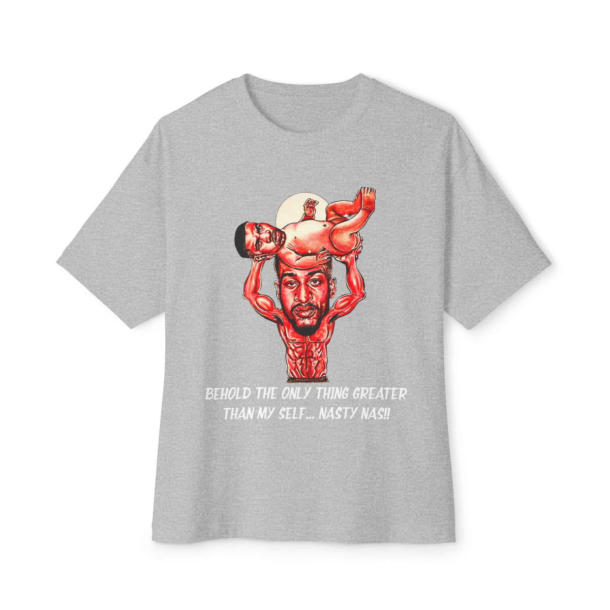 Nas The Last Word  Unisex Oversized Boxy Tee - Athletic Heather, XL image