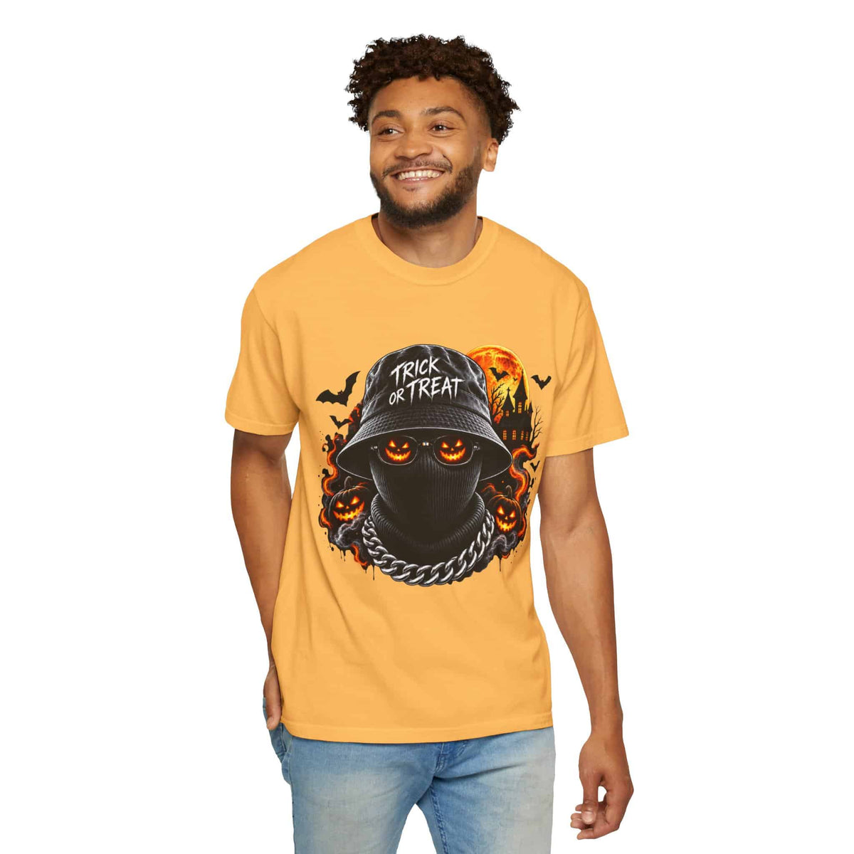 Spooky Streetwear Masked Unisex Garment-Dyed T-shirt image 29