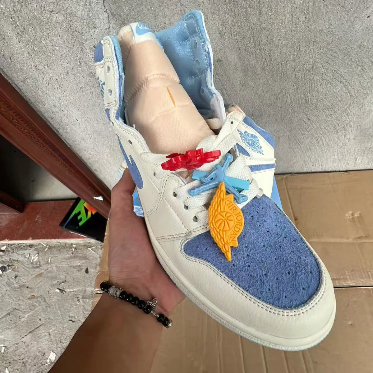 AJ 1 High OG Psychic Blue and Pale Ivory Shoes Sneakers – nk0005386 image 4