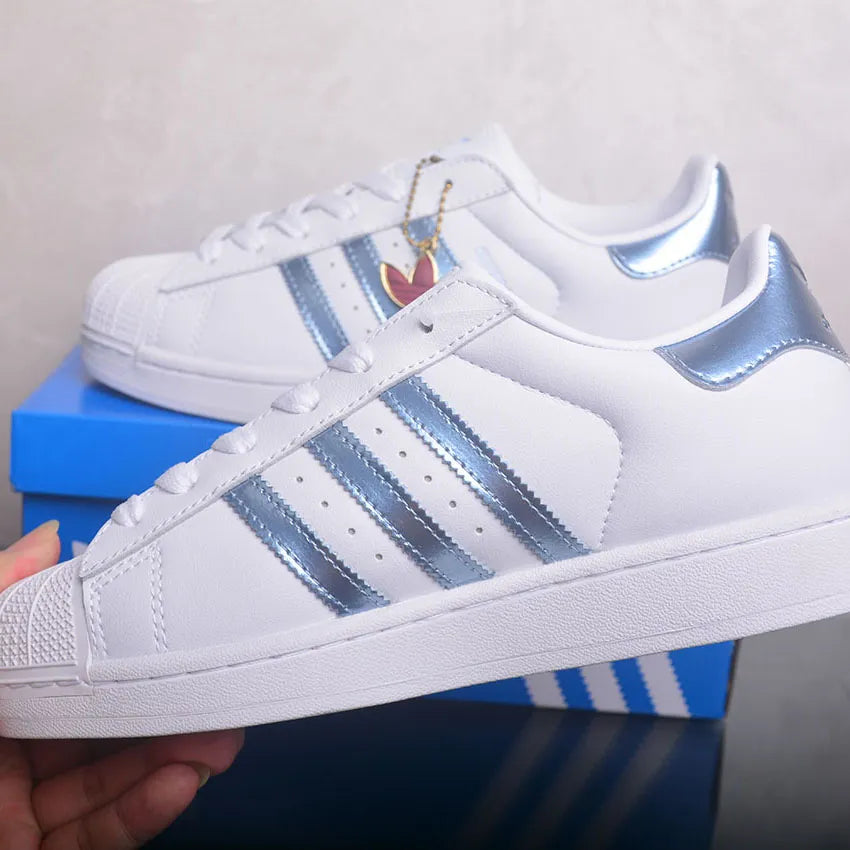 AD Superstar White Silver Metallic Shoes Sneakers - nk0005445 image 8