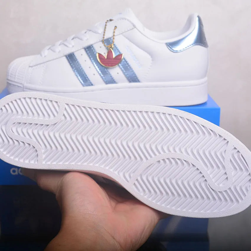 AD Superstar White Silver Metallic Shoes Sneakers - nk0005445 image 7