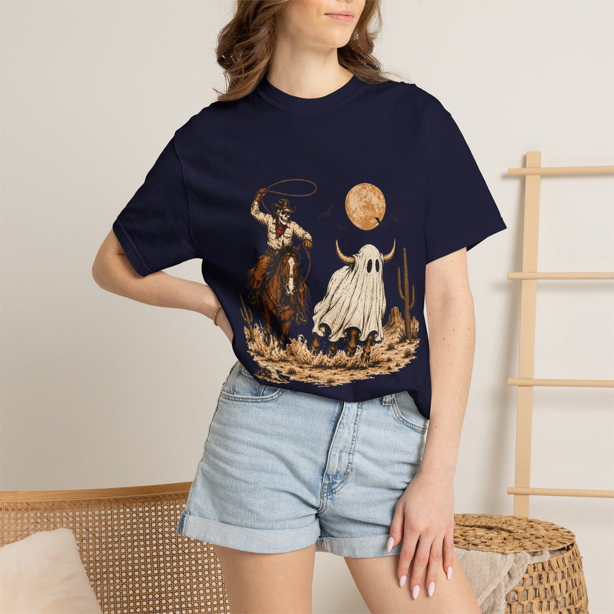 Halloween Basketball Skeleton Unisex Garment-Dyed T-shirt image 118