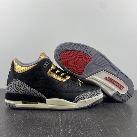 AJ 3 Black Gold Shoes Sneakers - nk0002295 image 2