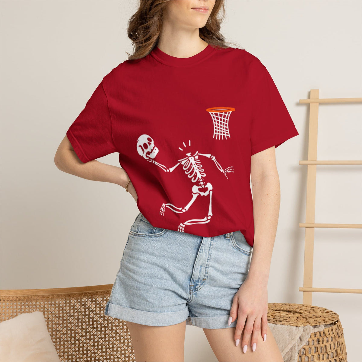 Halloween Basketball Skeleton Unisex Garment-Dyed T-shirt image 84