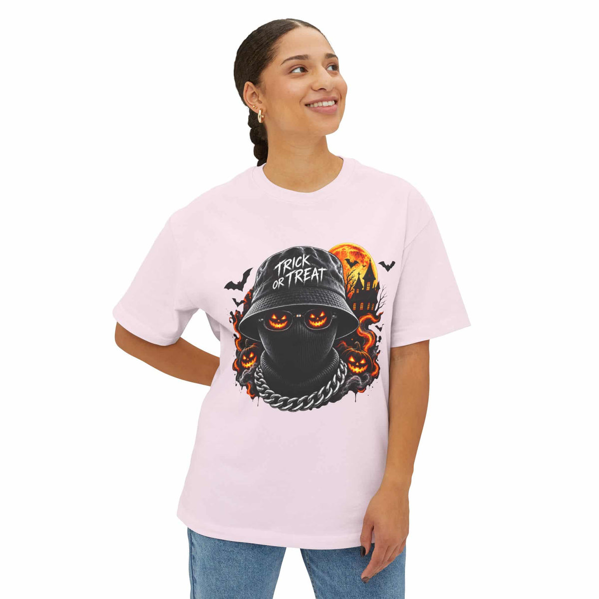 Spooky Streetwear Masked Unisex Oversized Boxy Tee image 7