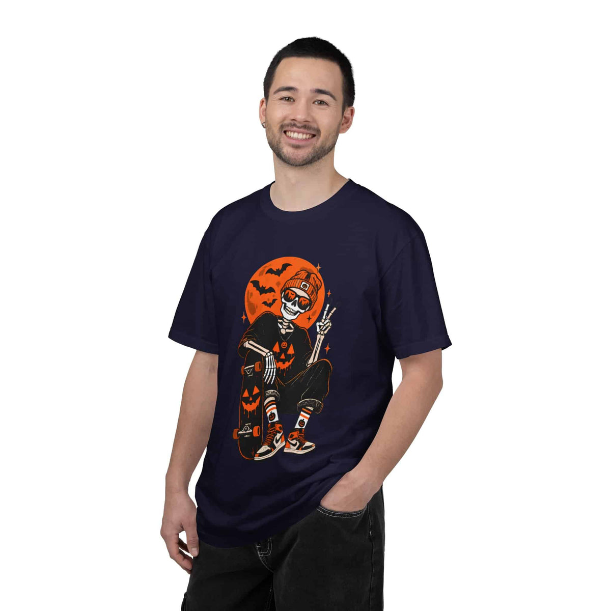Retro Skater Skeleton Halloween Unisex Garment-Dyed T-shirt image 70