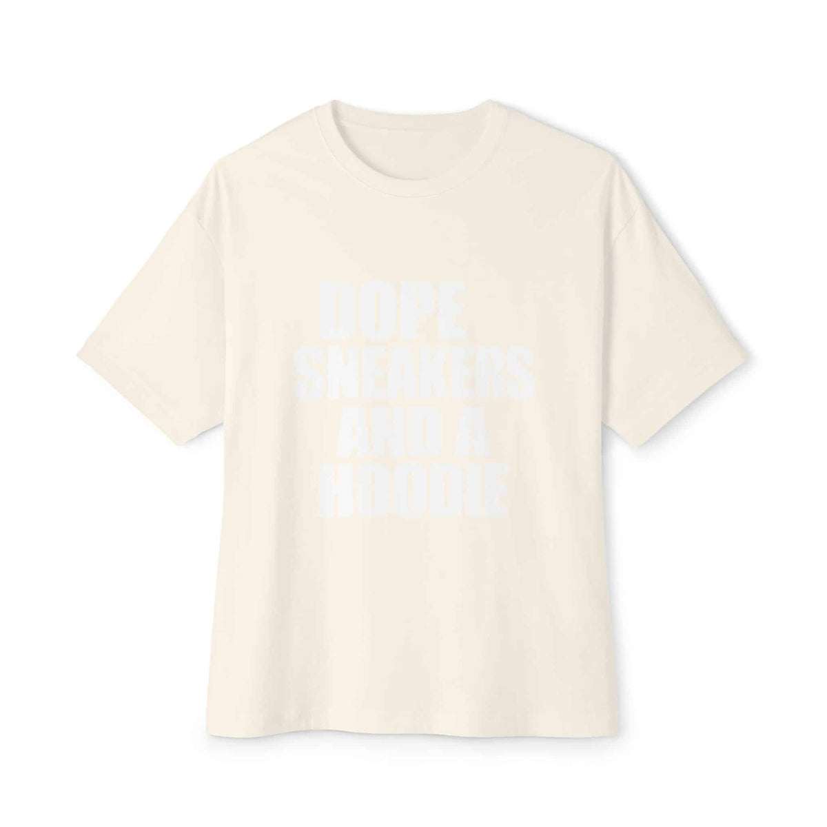 Graphic Print Unisex Oversized Boxy Tee - POD0036 - Natural, M image