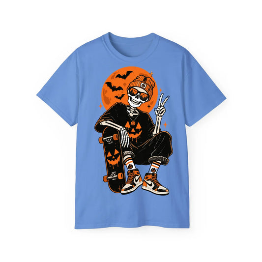 Retro Skater Skeleton Halloween T-Shirt – POD0020 image 2