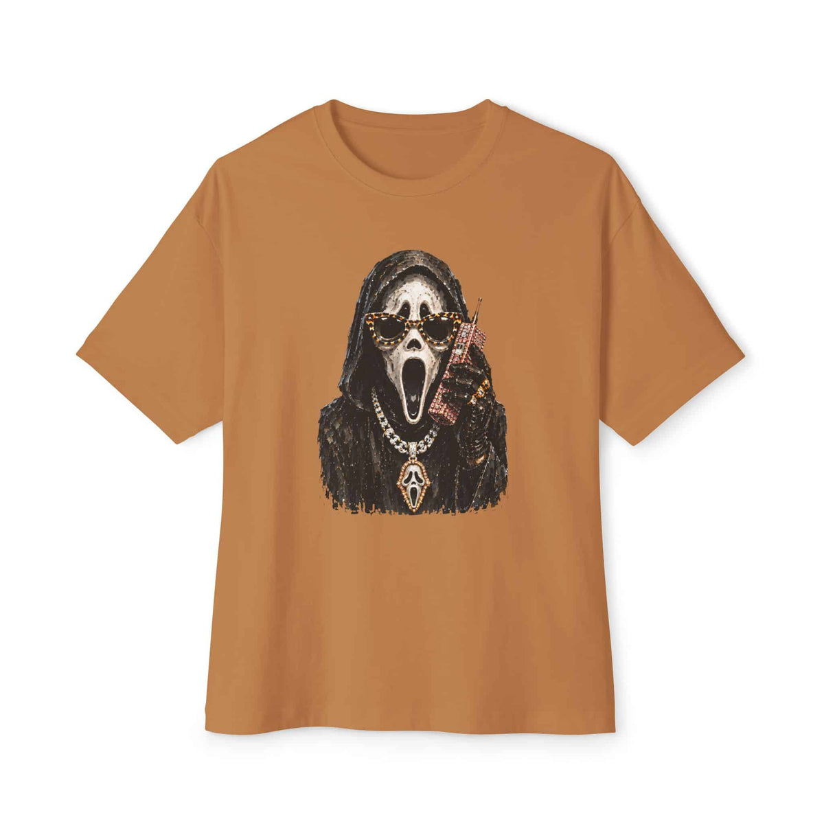 Halloween Ghostface Unisex Oversized Boxy Tee - Toast, 3XL image