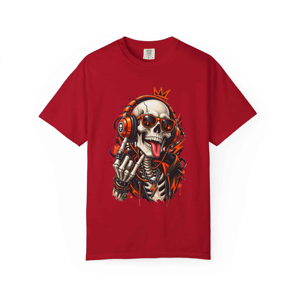 Neon Skull DJ Unisex Garment-Dyed T-shirt image