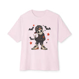 Boy Skeleton Halloween Unisex Oversized Boxy Tee image 0