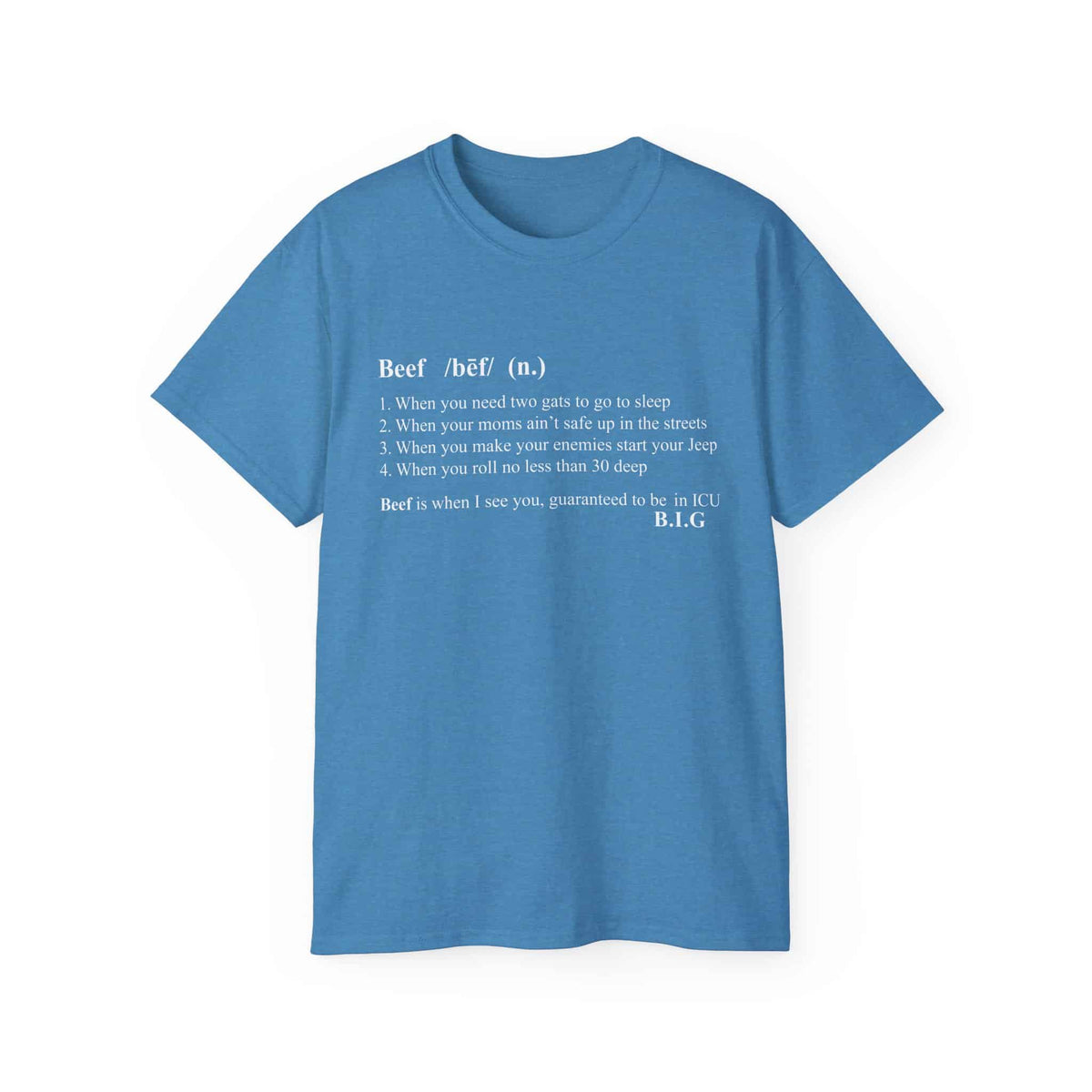 Beef Definition T-Shirt - S, Heather Sapphire image