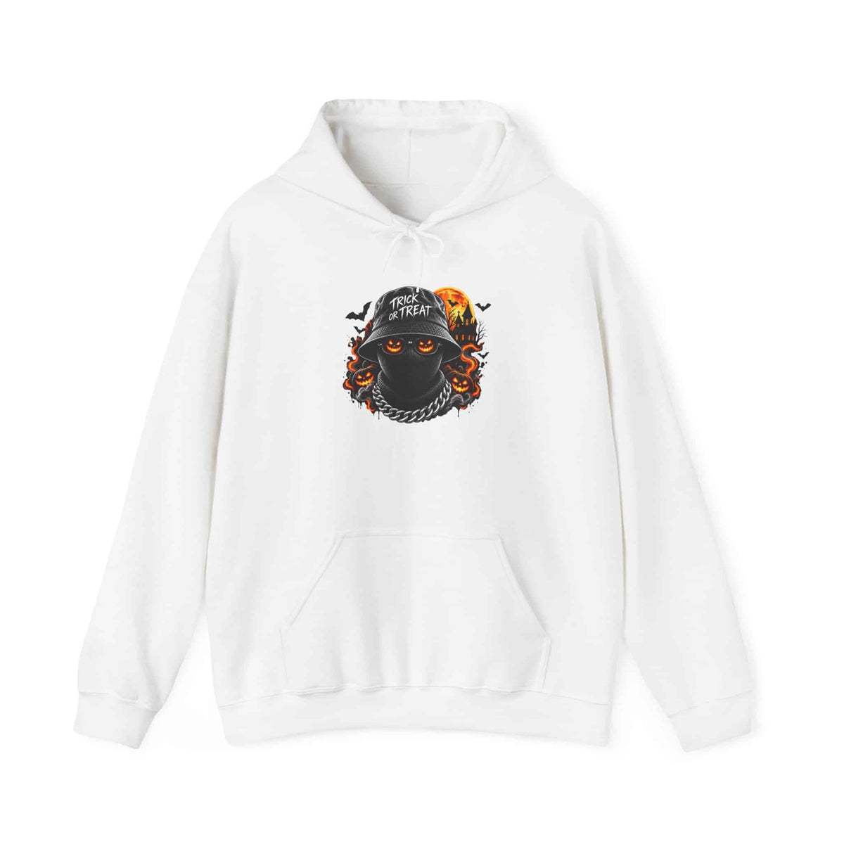 Spooky Streetwear Masked Hooded Sweatshirt - M, White image