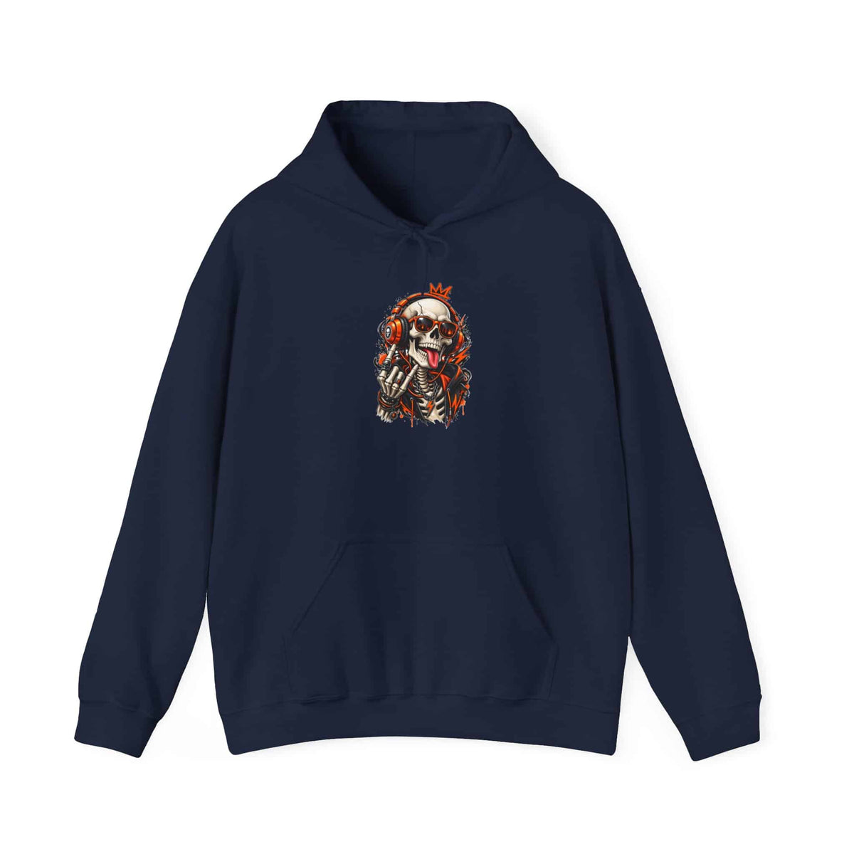 Neon Skull DJ Hooded Sweatshirt - M, Navy image
