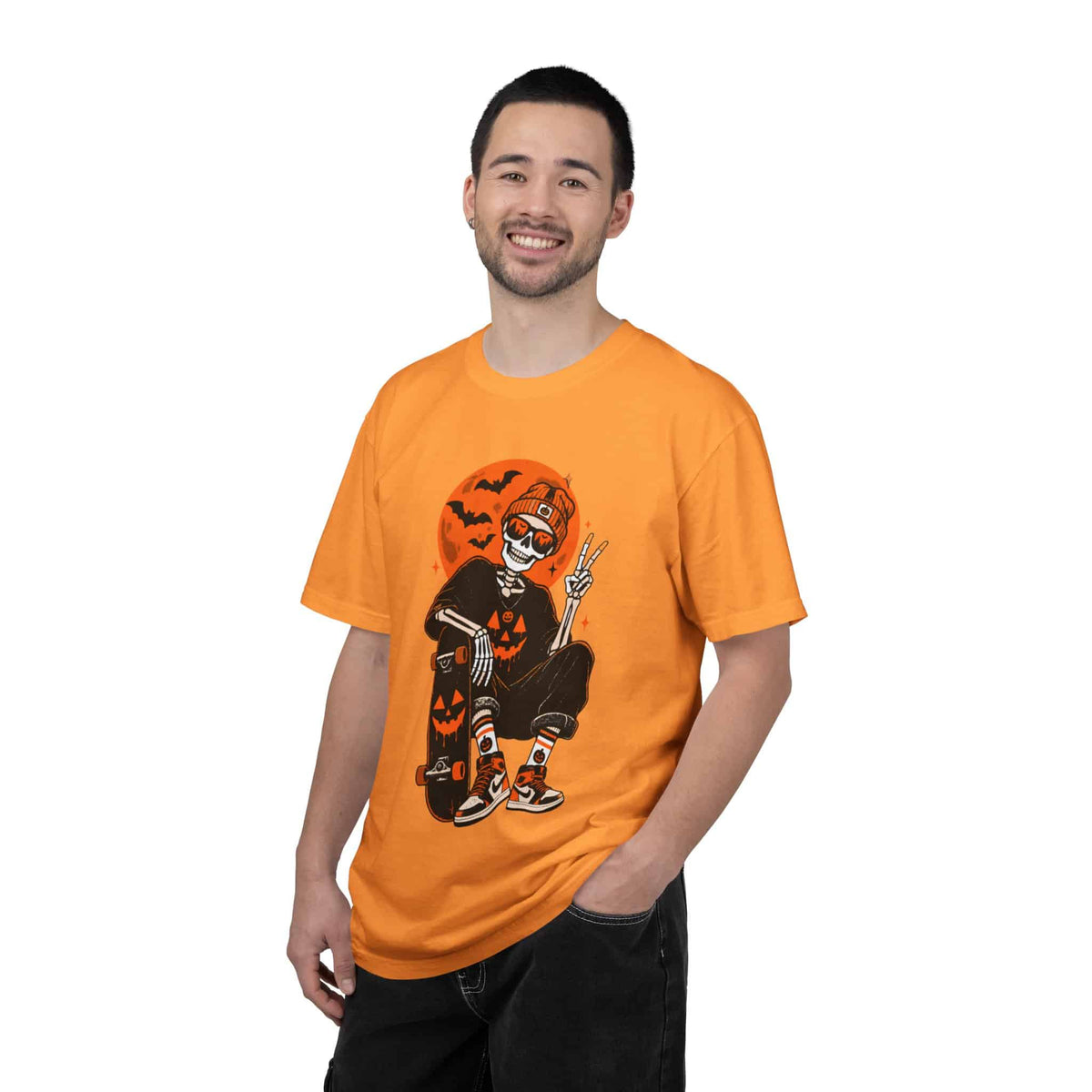 Retro Skater Skeleton Halloween Unisex Garment-Dyed T-shirt image 40