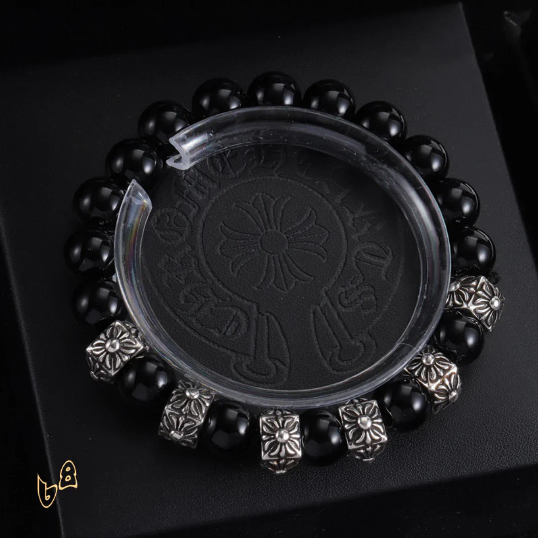 CH Cross Flower Ball Bracelet  - CH0075 - Black image