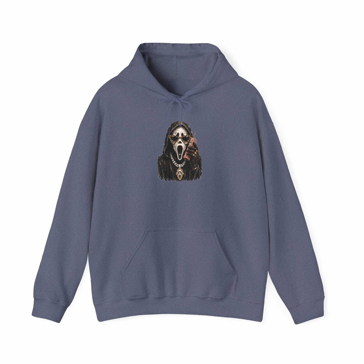 Halloween Ghostface Hooded Sweatshirt - L, Heather Navy image