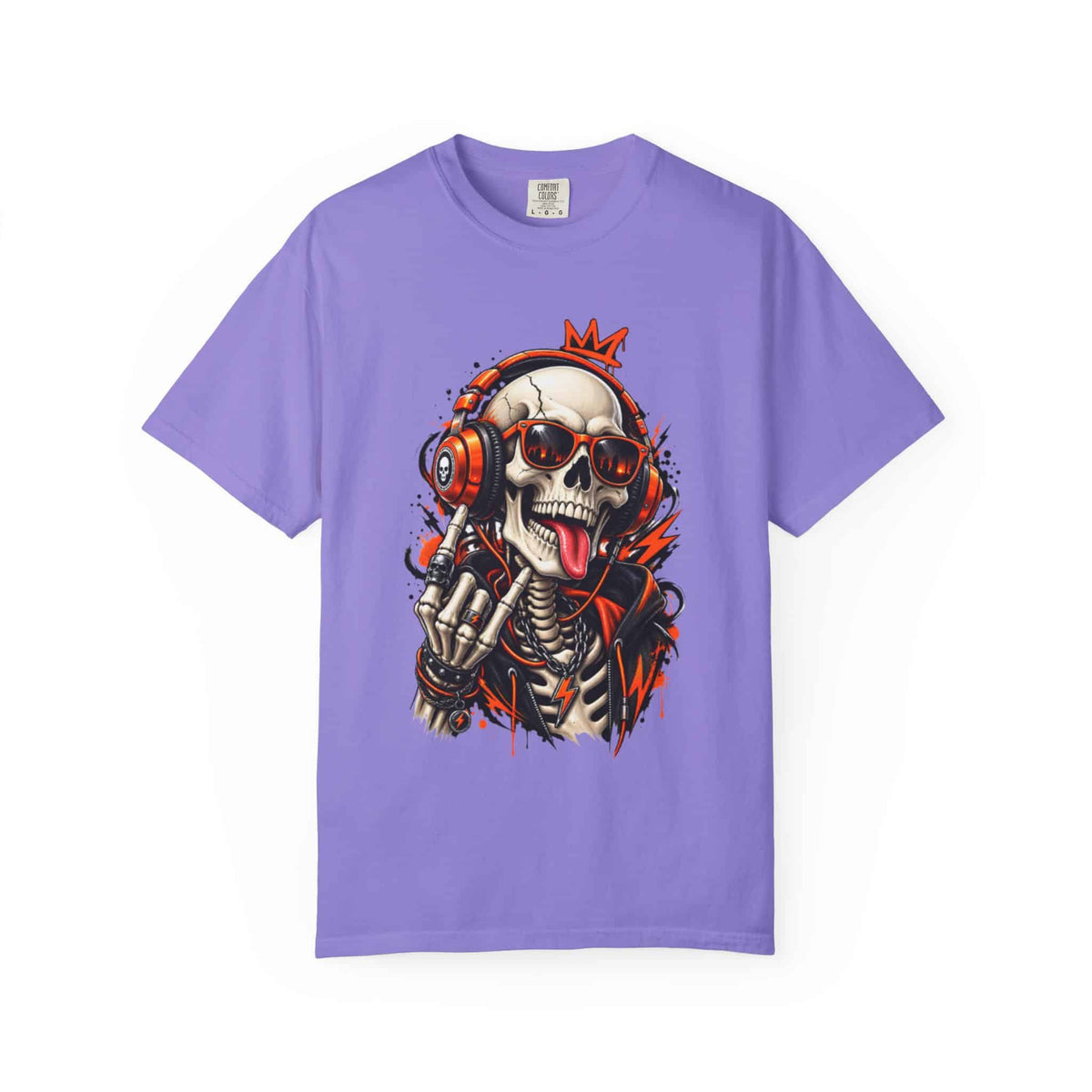 Neon Skull DJ Unisex Garment-Dyed T-shirt image