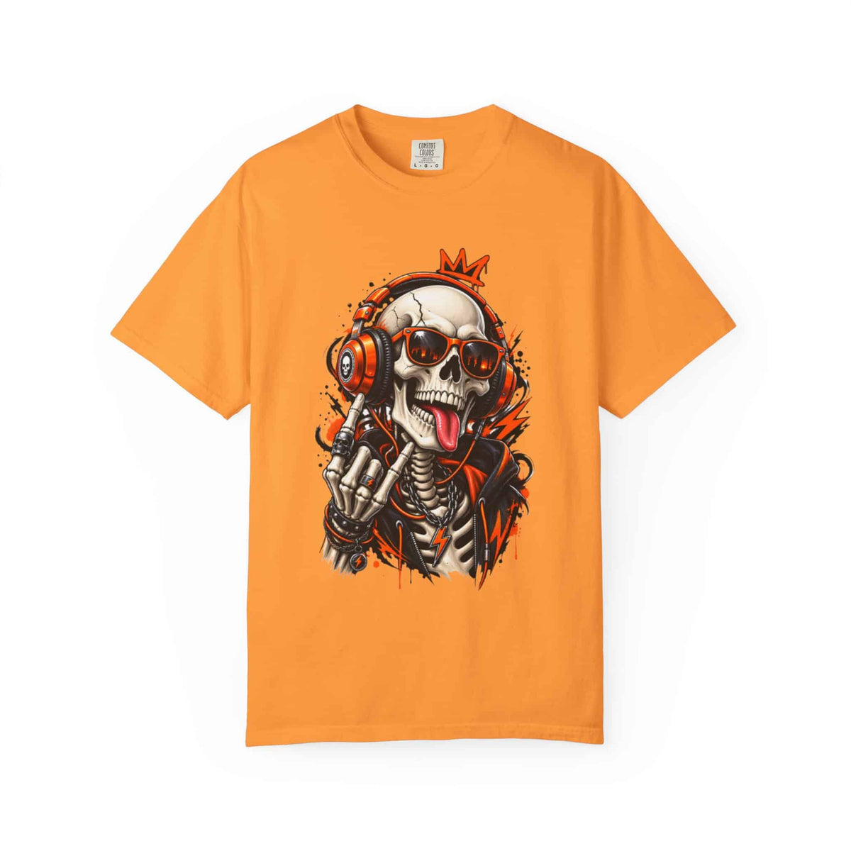 Neon Skull DJ Unisex Garment-Dyed T-shirt image